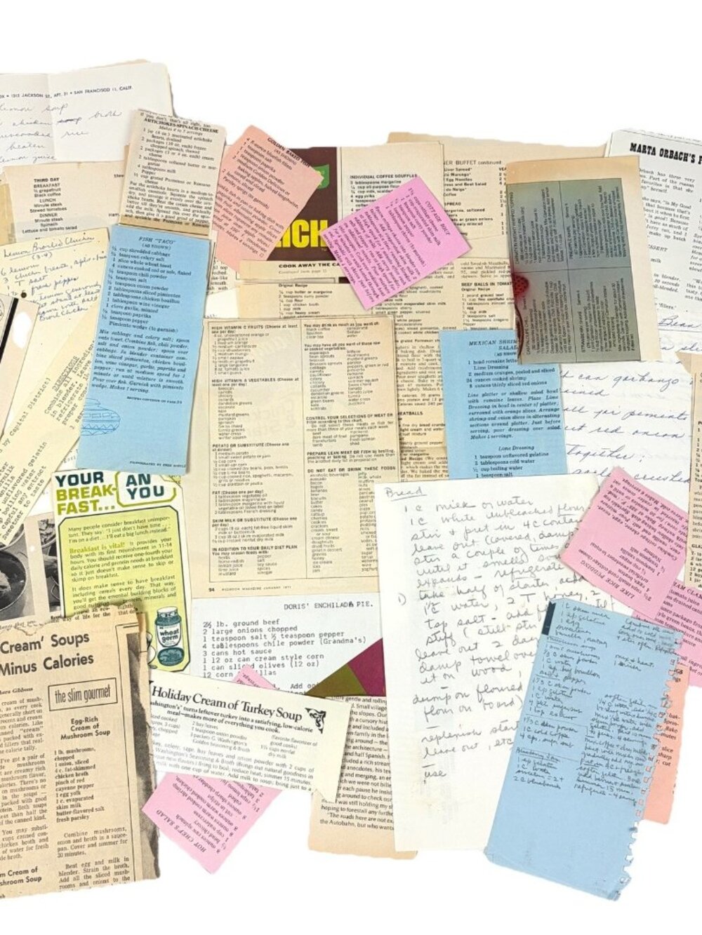 Vtg Recipe Scrapbook Clippings Hand Written Typed Womans Day Booklet 1960s - 80s - Picture 3 of 12